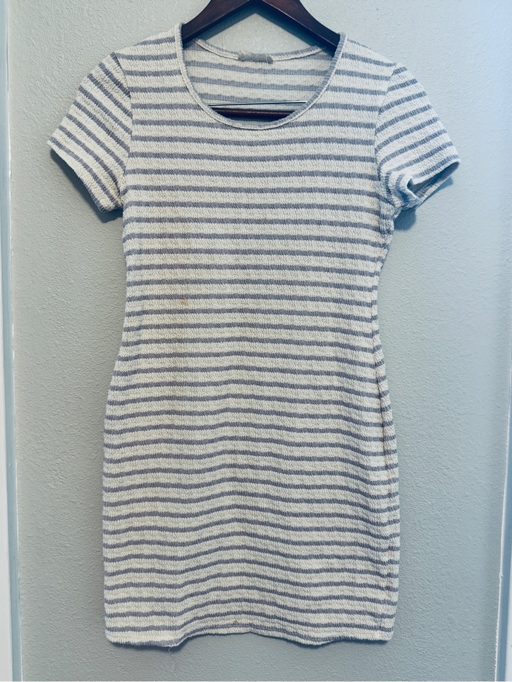See You Monday Striped Boucle Knit Bodycon Dress - Purple and Gray